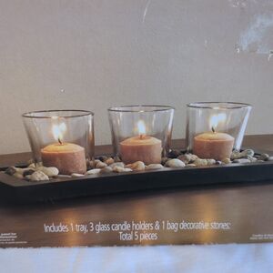 Candle Holder/Tray Set With Stones. MainStays 5pcs.‎